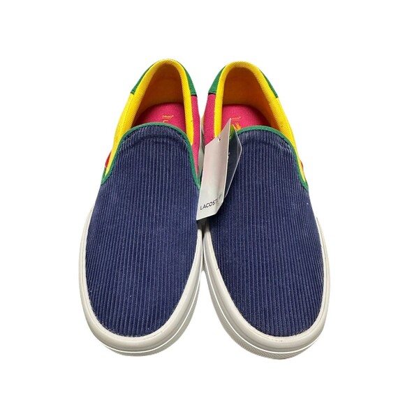 NEW Lacoste Youth Boys Size 3.5 Jump Serve Multicolor Corduroy Slip On Sneaker - Picture 4 of 6